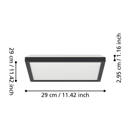 Eglo - LED Stropna svjetiljka za kupaonicu LED/13,4W/230V 2700/4000/6500K 29x29 cm IP44 crna