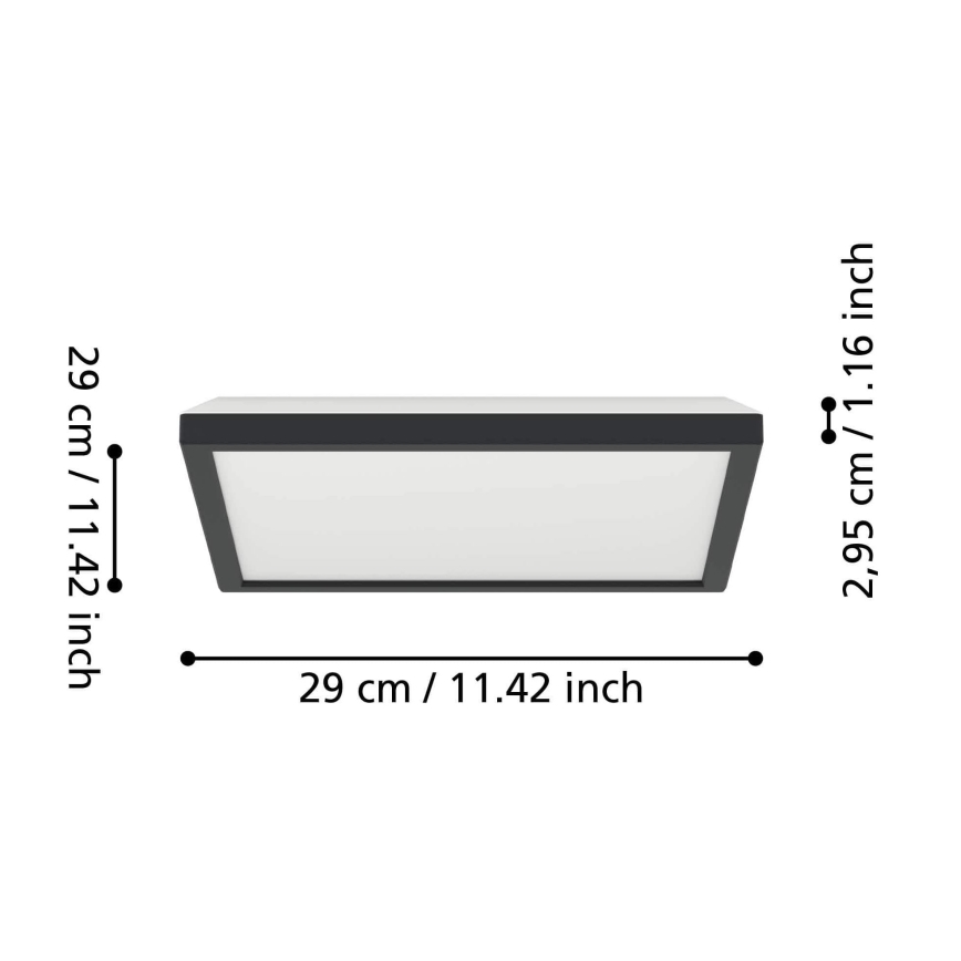 Eglo - LED Stropna svjetiljka za kupaonicu LED/13,4W/230V 2700/4000/6500K 29x29 cm IP44 crna