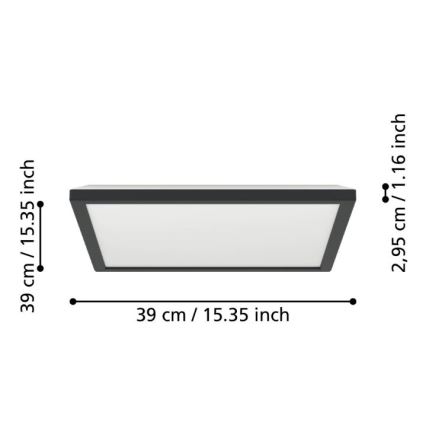 Eglo - LED Stropna svjetiljka za kupaonicu LED/17,6W/230V 2700/4000/6500K 39x39 cm IP44 crna