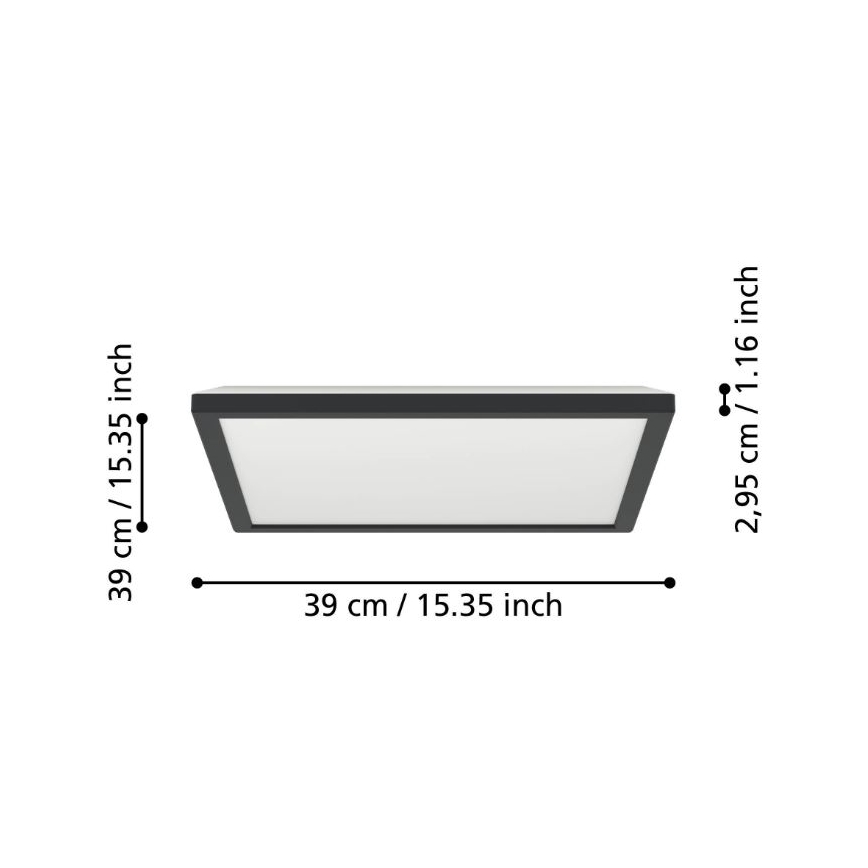 Eglo - LED Stropna svjetiljka za kupaonicu LED/17,6W/230V 2700/4000/6500K 39x39 cm IP44 crna