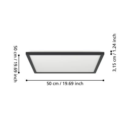 Eglo - LED Stropna svjetiljka za kupaonicu LED/17W/230V 2700/4000/6500K 50x50 cm IP44 crna