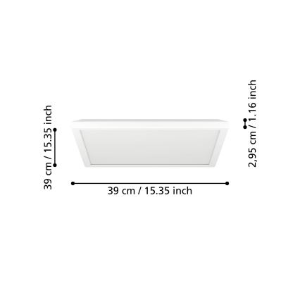 Eglo - LED Stropna svjetiljka za kupaonicu LED/17,6W/230V 2700K/4000K/6500K 39x39 cm IP44 bijela