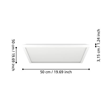 Eglo - LED Stropna svjetiljka za kupaonicu LED/17W/230V 2700/4000/6500K 50x50 cm IP44 bijela