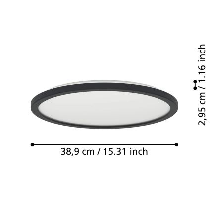 Eglo - LED Prigušiva stropna svjetiljka za kupaonicu LED/18,5W/230V 2700-6500K pr. 38,9 cm IP44 crna + daljinski upravljač