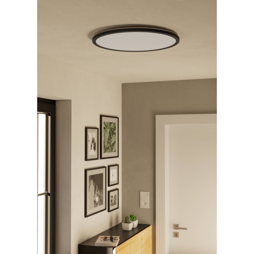 Eglo - LED Prigušiva stropna svjetiljka za kupaonicu LED/16,8W/230V 2700-6500K pr. 50 cm IP44 crna + daljinski upravljač