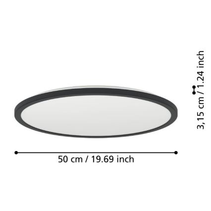 Eglo - LED Prigušiva stropna svjetiljka za kupaonicu LED/16,8W/230V 2700-6500K pr. 50 cm IP44 crna + daljinski upravljač