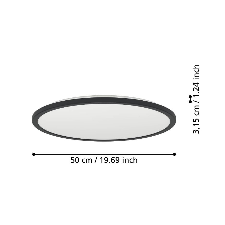 Eglo - LED Prigušiva stropna svjetiljka za kupaonicu LED/16,8W/230V 2700-6500K pr. 50 cm IP44 crna + daljinski upravljač