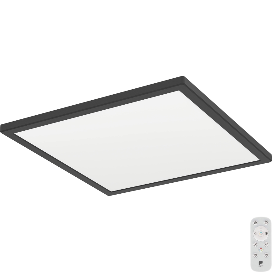 Eglo - LED Prigušiva stropna svjetiljka za kupaonicu LED/17,6W/230V 2700-6500K 39x39 cm IP44 crna + daljinski upravljač