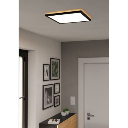 Eglo - LED stropna svjetiljka za kupaonicu s mogućnošću prigušivanja LED/17,6W/230V 2700-6500K 39x39 cm IP44 crna + daljinski upravljač