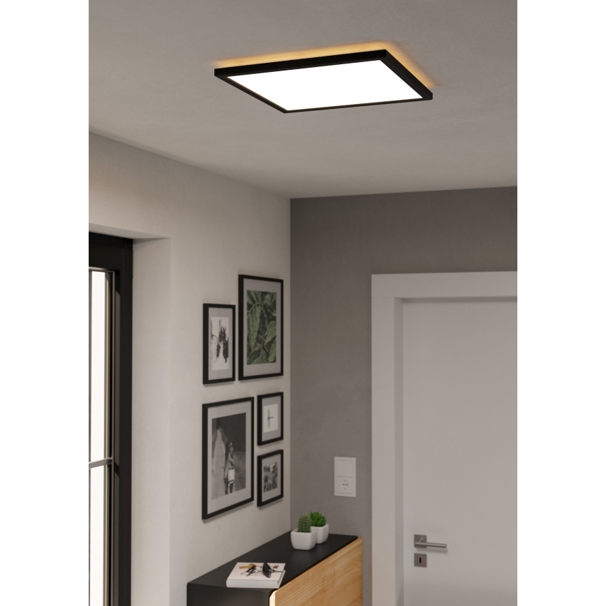 Eglo - LED stropna svjetiljka za kupaonicu s mogućnošću prigušivanja LED/17,6W/230V 2700-6500K 39x39 cm IP44 crna + daljinski upravljač