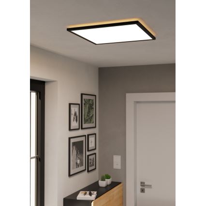 Eglo 901457 - LED Prigušiva stropna svjetiljka za kupaonicu LED/17W/230V 2700-6500K 50x50 cm IP44 crna + daljinski upravljač