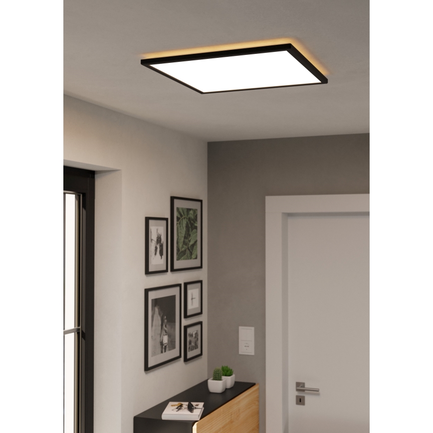 Eglo 901457 - LED Prigušiva stropna svjetiljka za kupaonicu LED/17W/230V 2700-6500K 50x50 cm IP44 crna + daljinski upravljač