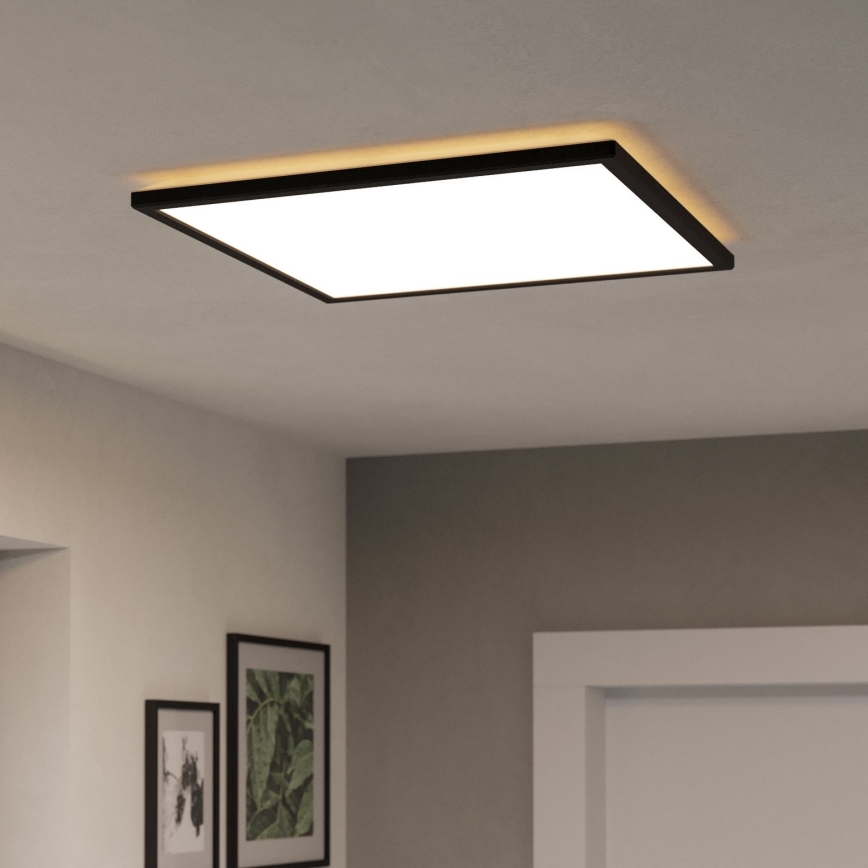 Eglo 901457 - LED Prigušiva stropna svjetiljka za kupaonicu LED/17W/230V 2700-6500K 50x50 cm IP44 crna + daljinski upravljač