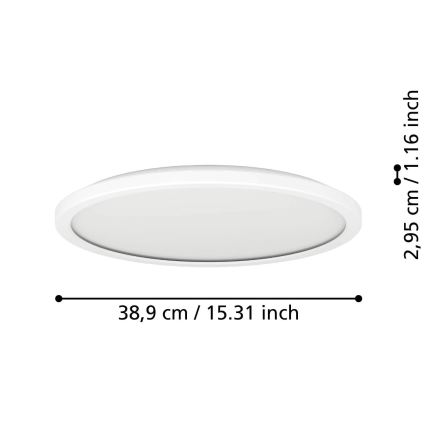 Eglo - LED Prigušiva stropna svjetiljka za kupaonicu LED/18,5W/230V 2700-6500K pr. 38,9 cm IP44 bijela + daljinski upravljač