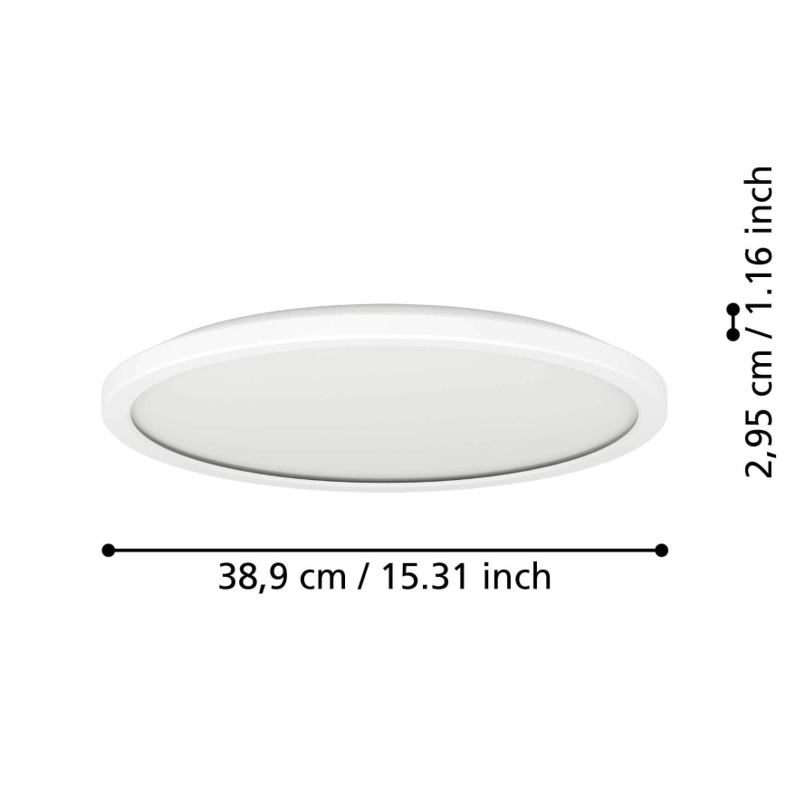 Eglo - LED Prigušiva stropna svjetiljka za kupaonicu LED/18,5W/230V 2700-6500K pr. 38,9 cm IP44 bijela + daljinski upravljač