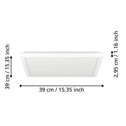 Eglo - LED Prigušiva stropna svjetiljka za kupaonicu LED/17,6W/230V 2700-6500K 39x39 cm IP44 bijela + daljinski upravljač