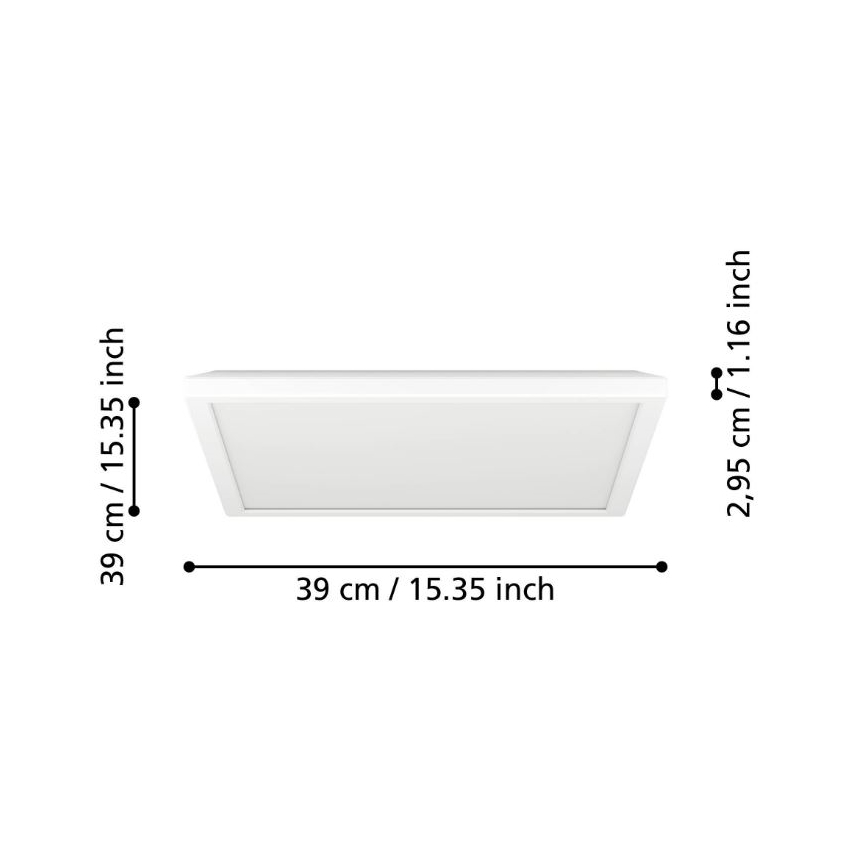 Eglo - LED Prigušiva stropna svjetiljka za kupaonicu LED/17,6W/230V 2700-6500K 39x39 cm IP44 bijela + daljinski upravljač