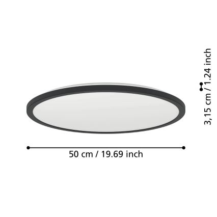Eglo - LED RGBW Prigušiva stropna svjetiljka za kupaonicu LED/16,8W/230V 2700-6500K pr. 50 cm IP44 crna ZigBee