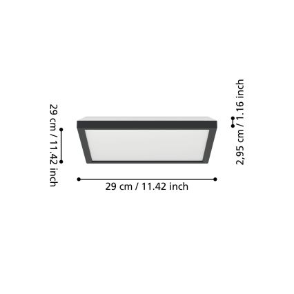 Eglo - LED RGBW Prigušiva stropna svjetiljka za kupaonicu LED/13,4W/230V 2700-6500K 29x29 cm IP44 crna