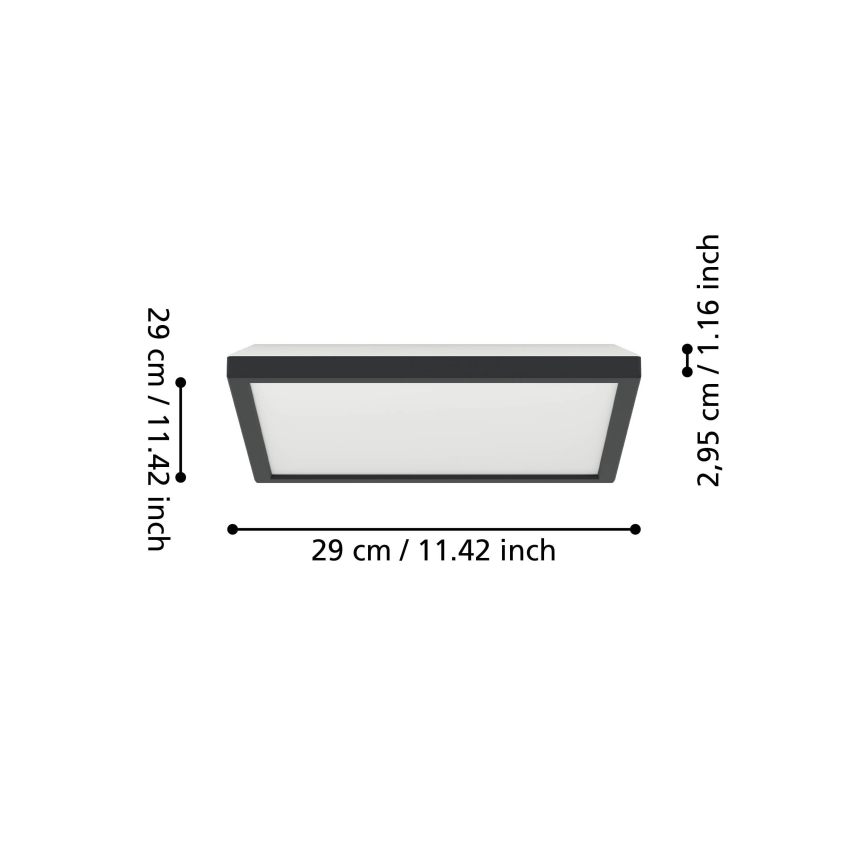 Eglo - LED RGBW Dimmabilno stropno svjetlo za kupaonicu LED/13,4W/230V 2700-6500K 29x29 cm IP44 crna