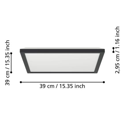 Eglo - LED RGBW Prigušiva stropna svjetiljka za kupaonicu LED/17,6W/230V 2700-6500K 39x39 cm IP44 crna ZigBee