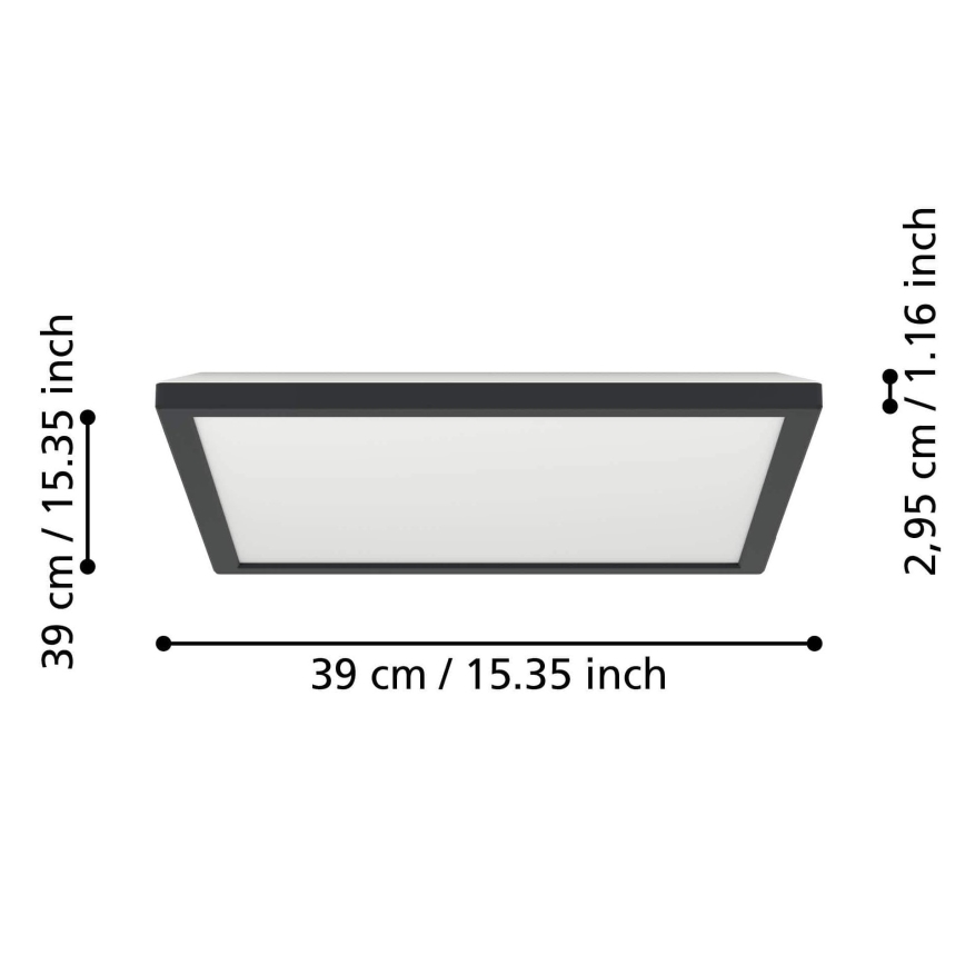 Eglo - LED RGBW Prigušiva stropna svjetiljka za kupaonicu LED/17,6W/230V 2700-6500K 39x39 cm IP44 crna ZigBee