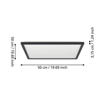 Eglo - LED RGBW Prigušiva stropna svjetiljka za kupaonicu LED/17W/230V 2700-6500K 50x50cm IP44 crna ZigBee