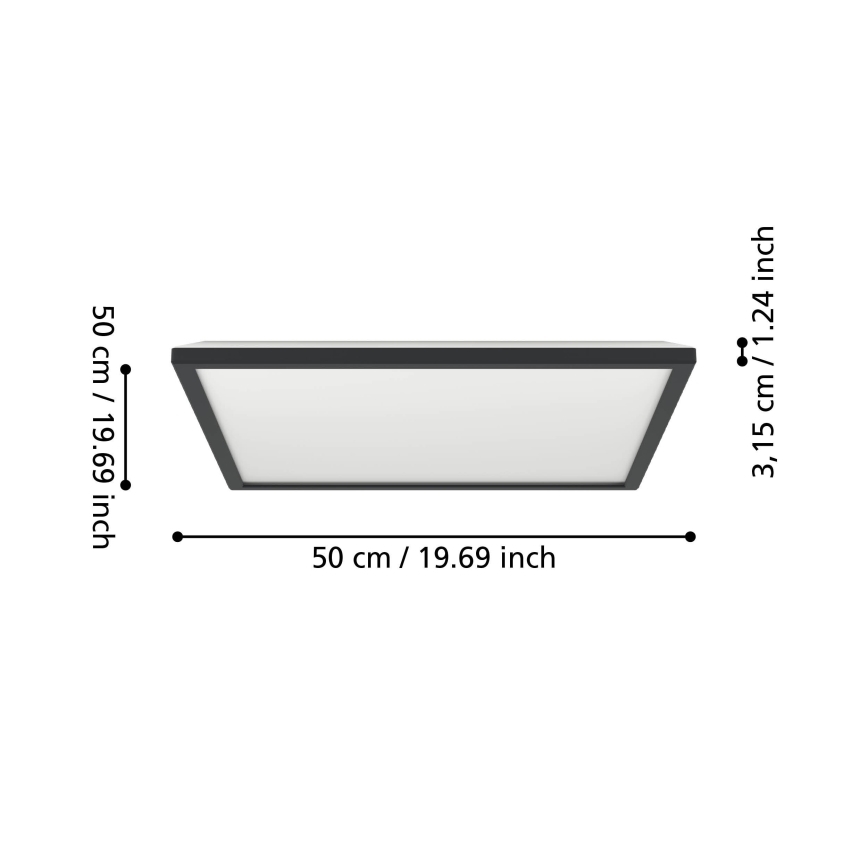 Eglo - LED RGBW Prigušiva stropna svjetiljka za kupaonicu LED/17W/230V 2700-6500K 50x50cm IP44 crna ZigBee