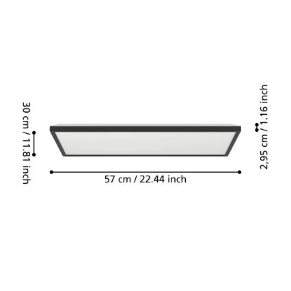 Eglo - LED RGBW Prigušiva stropna svjetiljka za kupaonicu LED/17,2W/230V 2700-6500K 30x57cm IP44 crna ZigBee