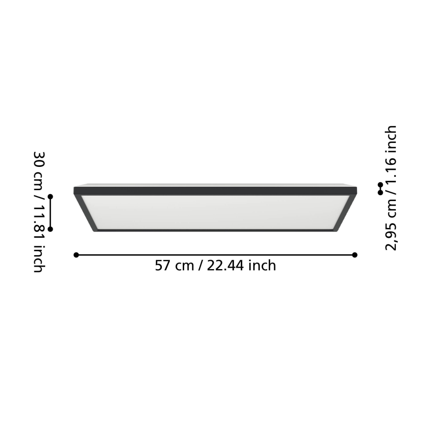 Eglo - LED RGBW Prigušiva stropna svjetiljka za kupaonicu LED/17,2W/230V 2700-6500K 30x57cm IP44 crna ZigBee
