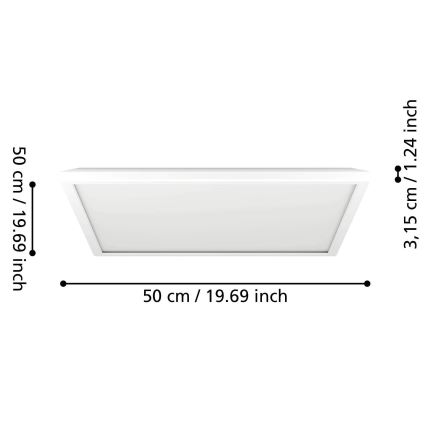 Eglo - LED RGBW Prigušiva stropna svjetiljka za kupaonicu LED/17W/230V 2700-6500K 50x50 cm IP44 bijela ZigBee
