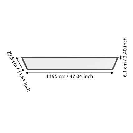 Eglo - LED površinski panel LED/33W/230V 2700/4000/6500K 120x30 cm crna