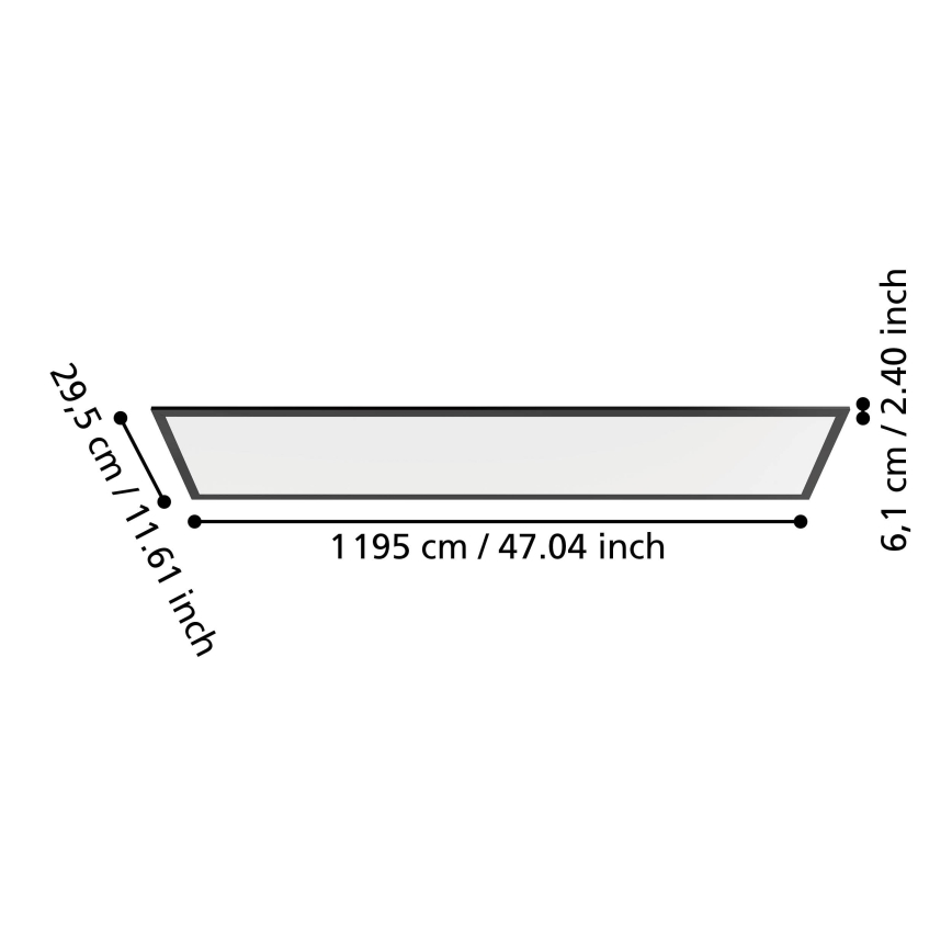 Eglo - LED površinski panel LED/33W/230V 2700/4000/6500K 120x30 cm crna