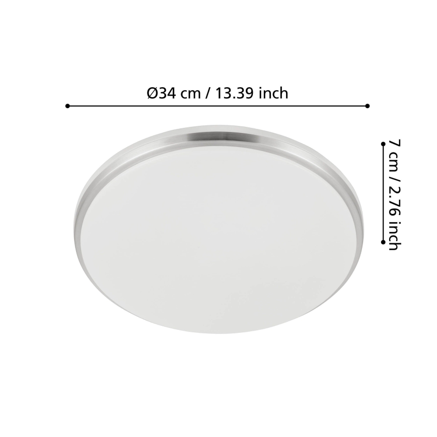 Eglo - LED kupaonsko stropno svjetlo LED/18W/230V 3000/4000/6500K Ø 34 cm IP54 matni krom