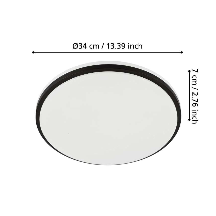 Eglo - LED stropno svjetlo za kupaonicu LED/18W/230V 3000/4000/6500K promjer 34 cm IP54 crno