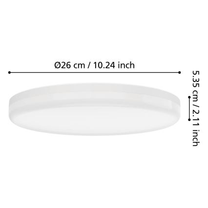 Eglo - LED stropno svjetlo za kupaonicu LED/16,5W/230V 2700/4000/6500K Ø 26 cm IP54 bijela