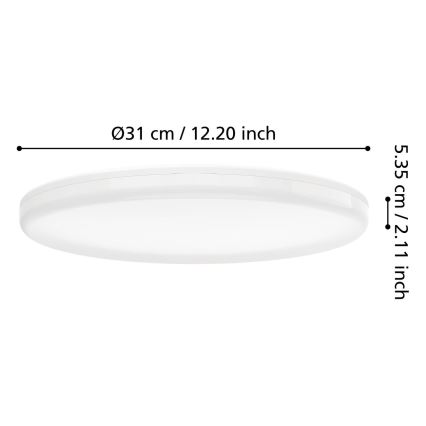Eglo - LED kupaonsko stropno svjetlo sa senzorom pokreta LED/20W/230V 2700/4000/6500K Ø 31 cm IP54 bijela