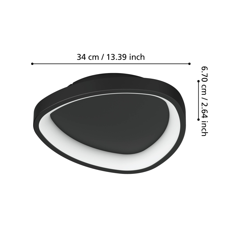 Eglo - LED Prigušiva stropna svjetiljka LED/12W/230V 2700-6500K crna + daljinski upravljač