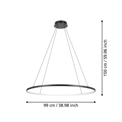 Eglo - LED Prigušivi luster na sajli LED/40W/230V 2700-6500K crna + daljinski upravljač
