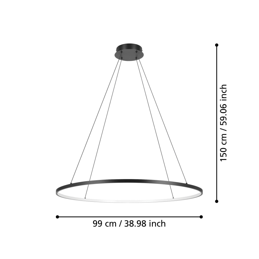 Eglo - LED Prigušivi luster na sajli LED/40W/230V 2700-6500K crna + daljinski upravljač