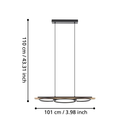 Eglo - LED Prigušivi luster na sajli 2xLED/12,5W/230V+1xLED/15,5W 3000K bež/crna