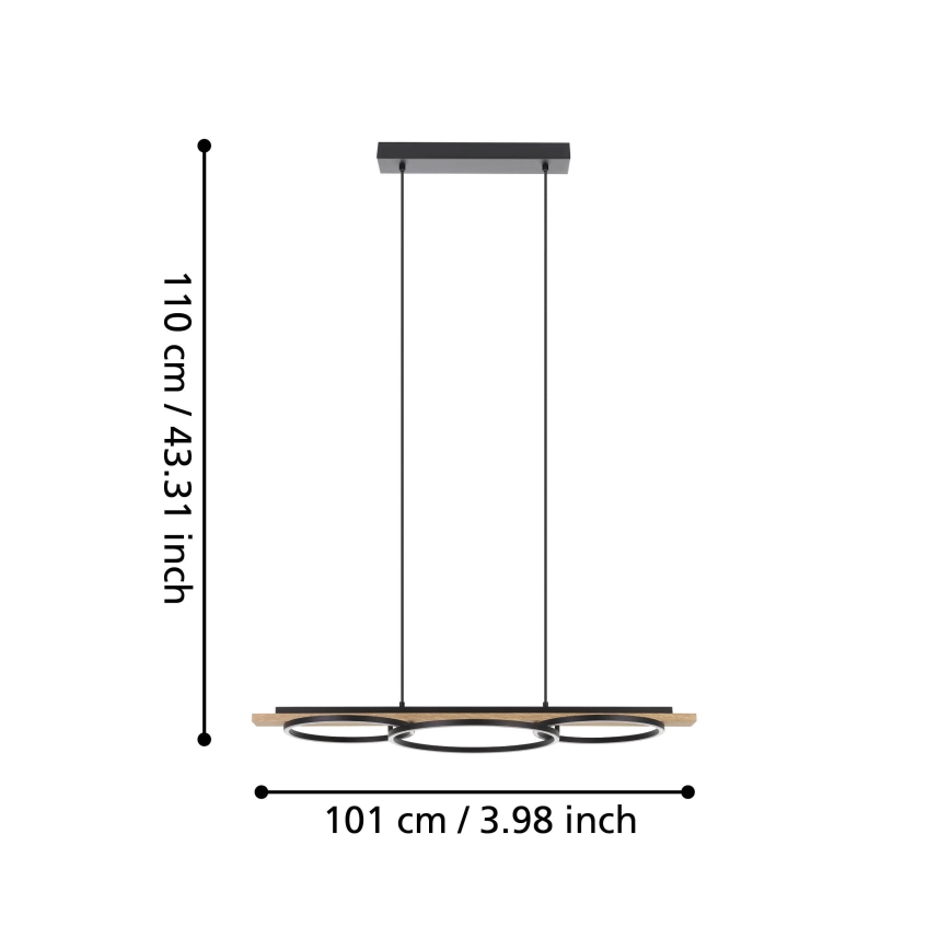 Eglo - LED Prigušivi luster na sajli 2xLED/12,5W/230V+1xLED/15,5W 3000K bež/crna