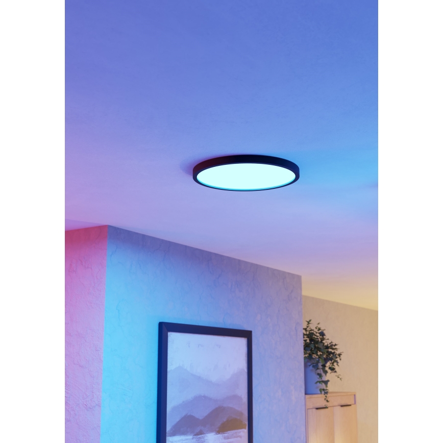 Eglo - LED RGBW prigušivo stropno kupaonsko svjetlo LED/17,5W/230V 2700-6500K Ø 39,9 cm IP44 crno