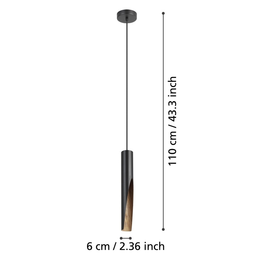 Eglo - LED Luster na sajli 1xGU10/4,5W/230V 3000K crna/smeđa