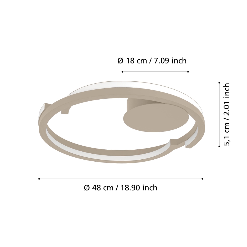 Eglo - LED prigušivo stropno svjetlo 2xLED/20W/230V 2700-6500K Ø 48 cm bež + daljinski upravljač