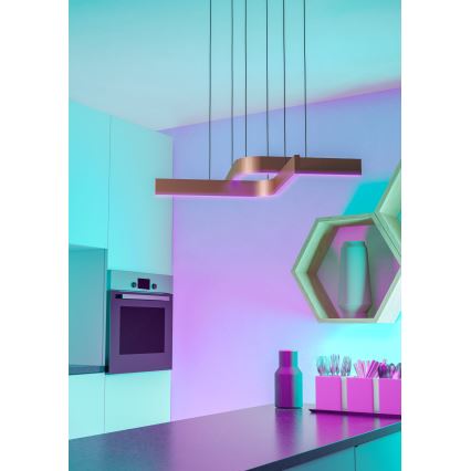 Eglo - LED RGBW luster s mogućnošću prigušivanja na sajli, 2xLED/18W/230V, 2700-6500K, bakrena/crna