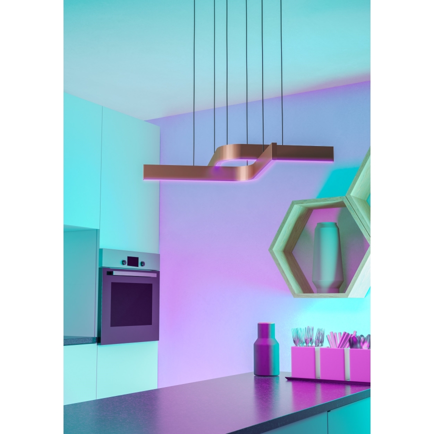 Eglo - LED RGBW luster s mogućnošću prigušivanja na sajli, 2xLED/18W/230V, 2700-6500K, bakrena/crna
