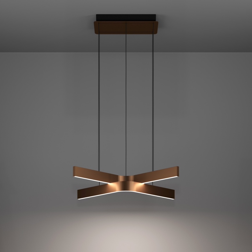 Eglo - LED RGBW luster s mogućnošću prigušivanja na sajli, 2xLED/18W/230V, 2700-6500K, bakrena/crna