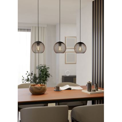 Eglo - Viseći luster na kabelu 3xE27/60W/230V u crnoj boji
