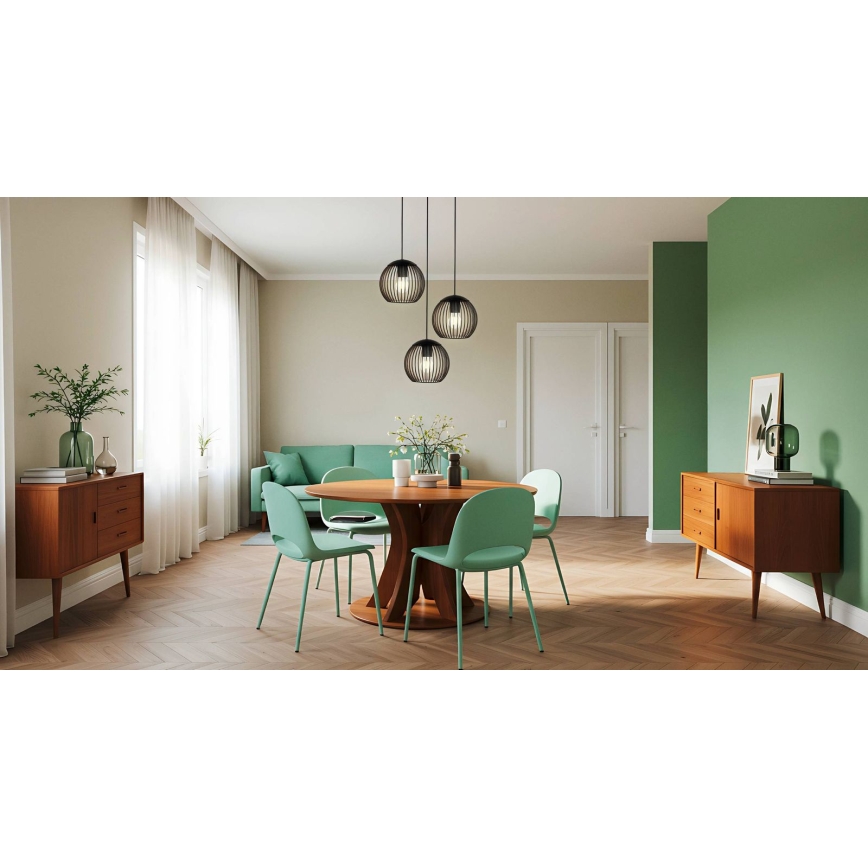 Eglo - Luster na sajli 3xE27/60W/230V crna